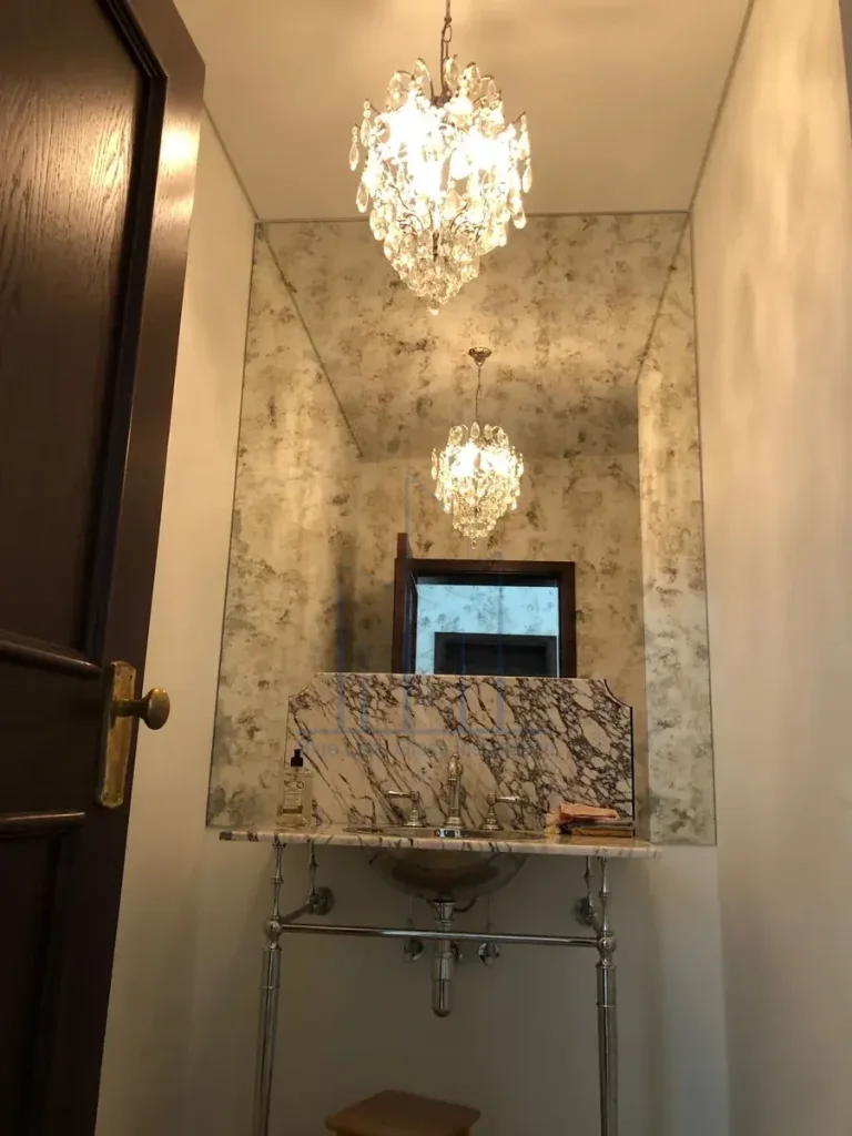 Antique mirror feature wall