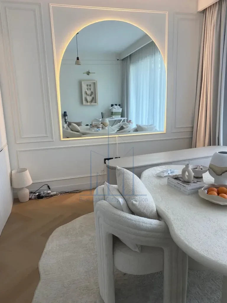 Tall custom curved wall mirror