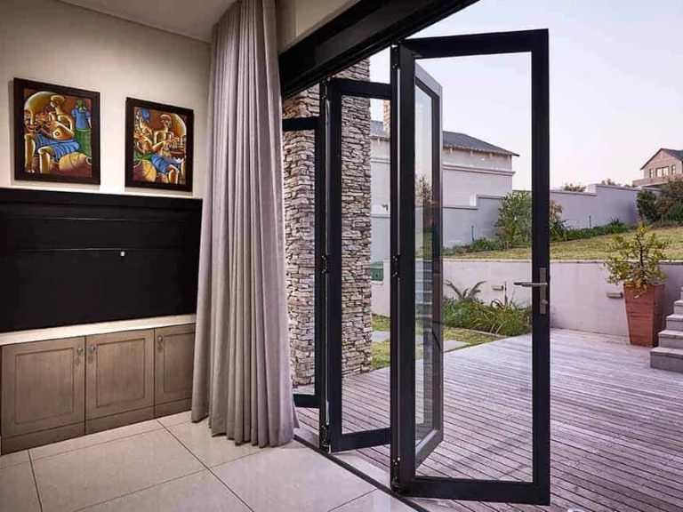 Custom folding glass door for a wide opening