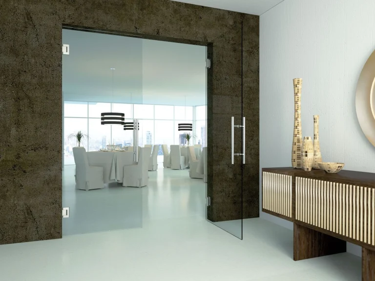 Hinged glass door installation