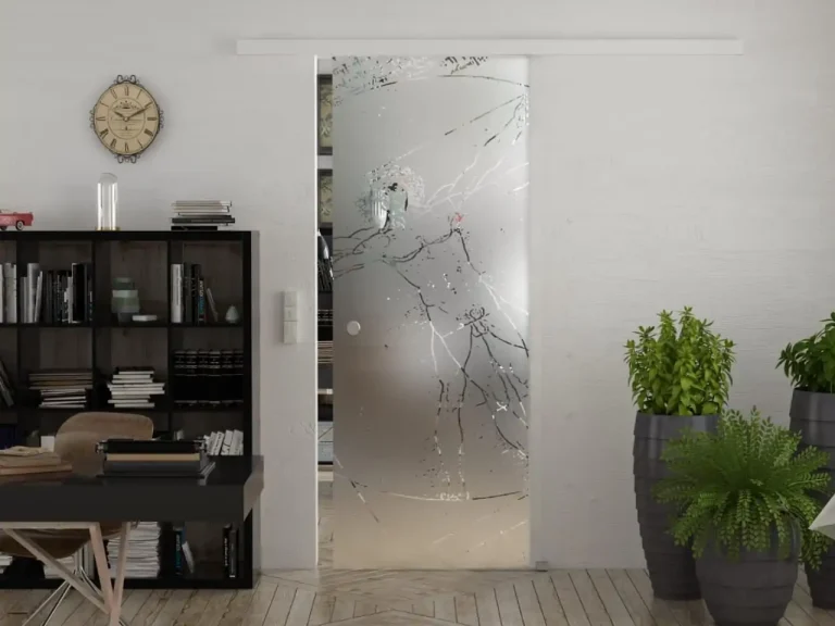 Sliding glass door with clear glass panels