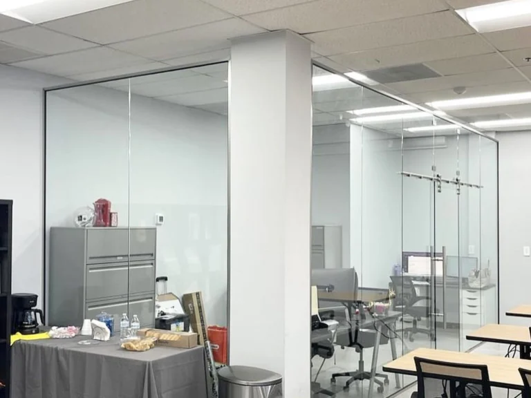 Office glass partition installation