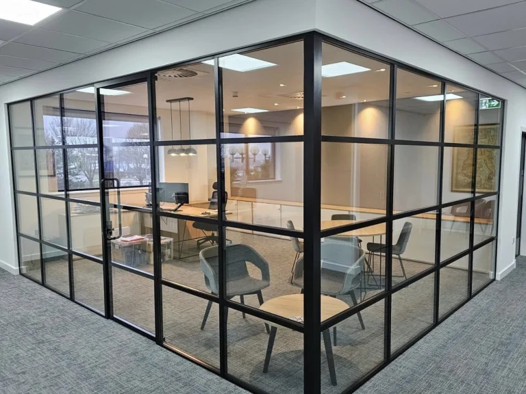 Interior glass wall installation