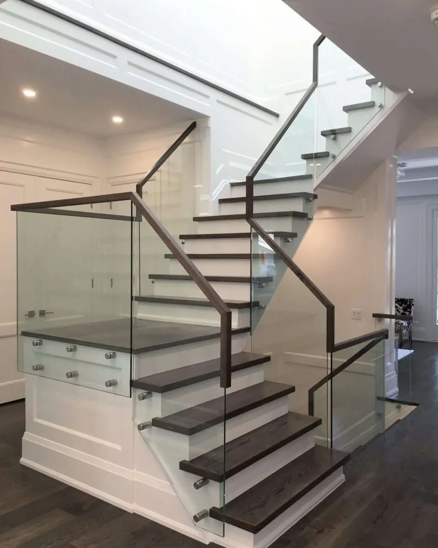 Glass staircase railing project in Dubai