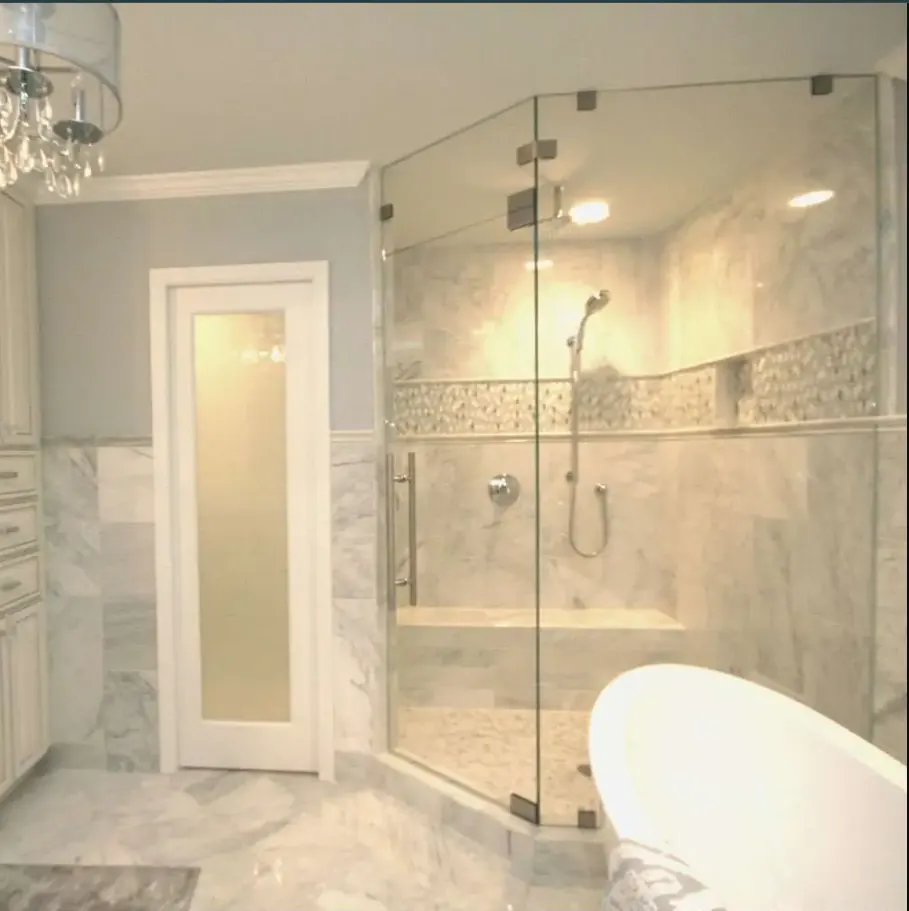 Frameless corner shower glass project in Dubai