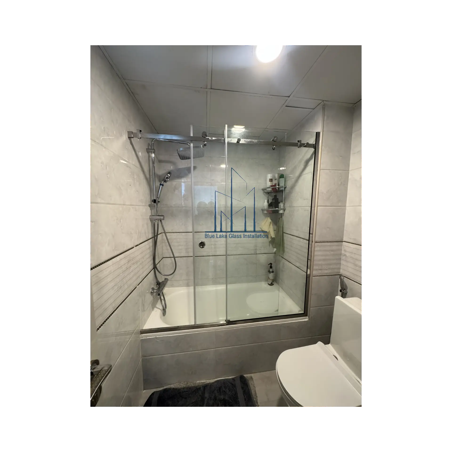 Sliding shower glass enclosure