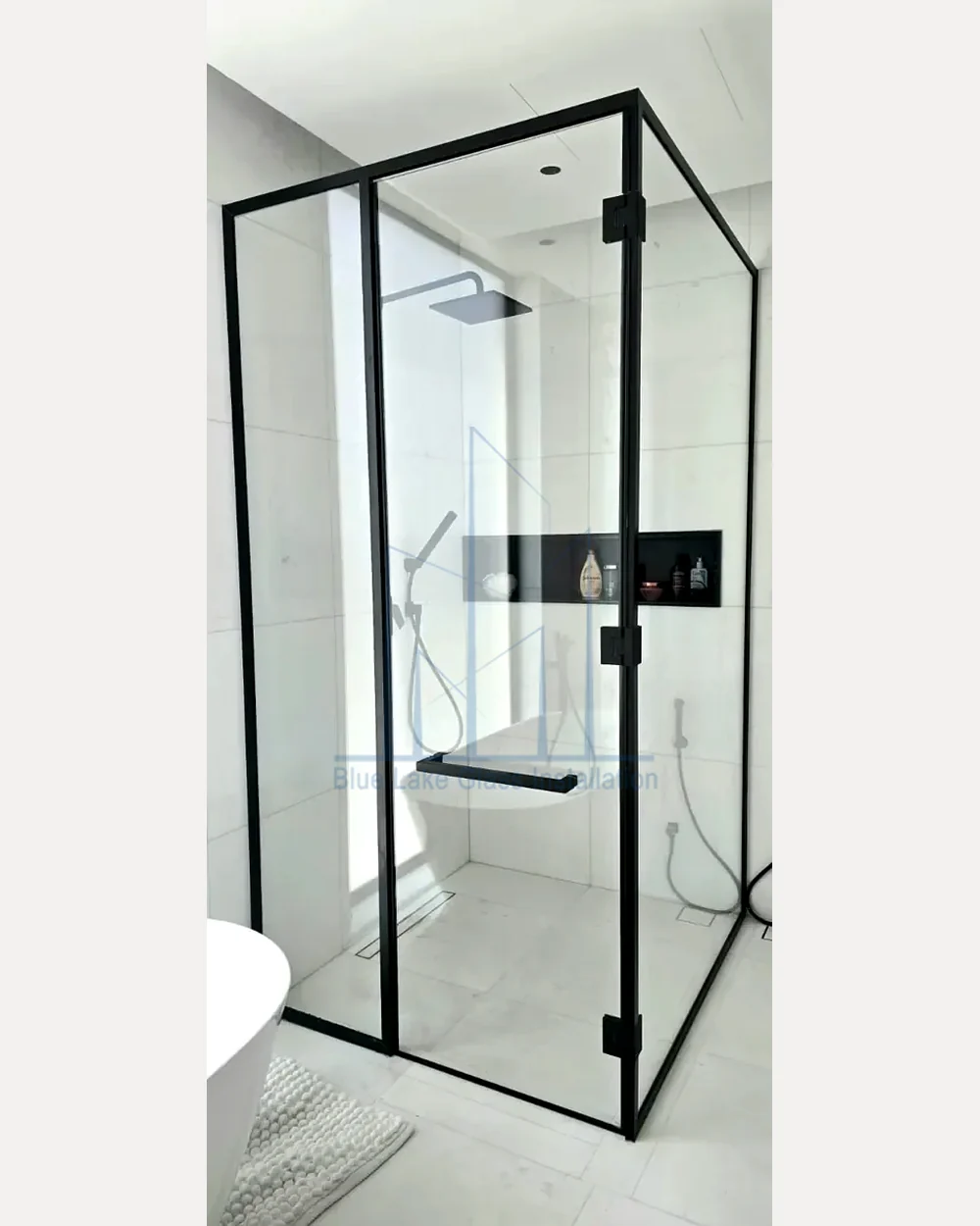 Black framed shower glass project 2