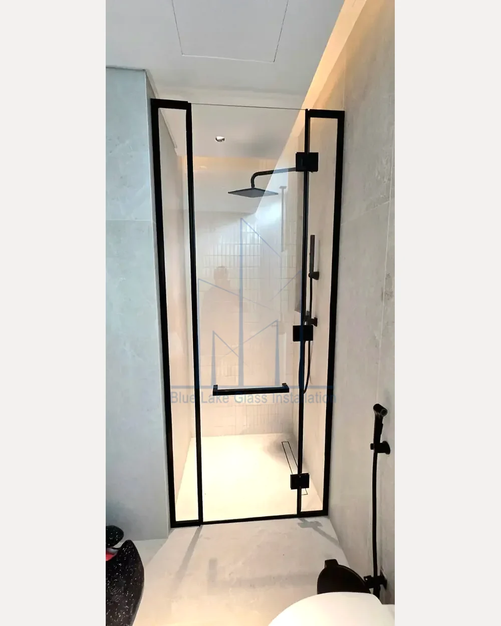 Black framed shower glass project 5